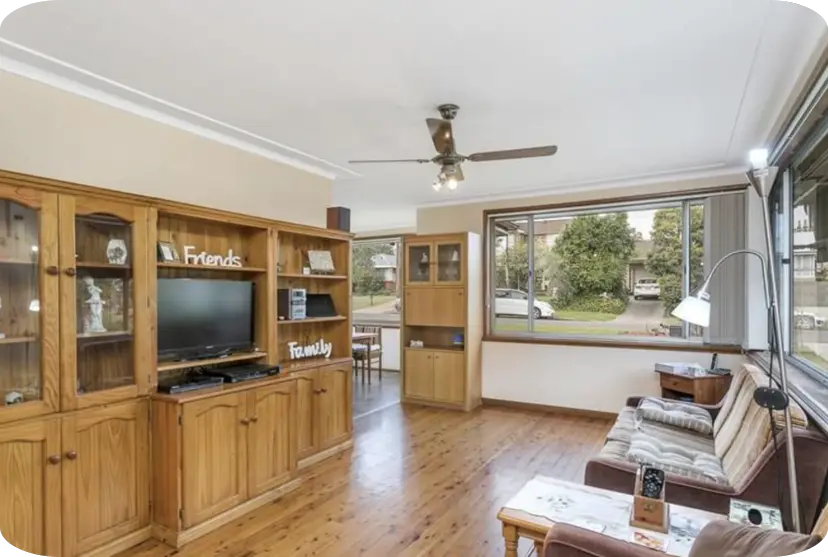 Baulkham Hills — original second lounge with timber built-ins